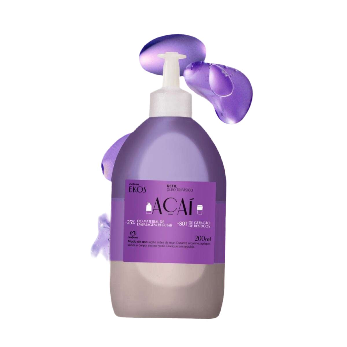 EKOS Acai Triple Phase Shower Oil Refill - 200ml | Natura