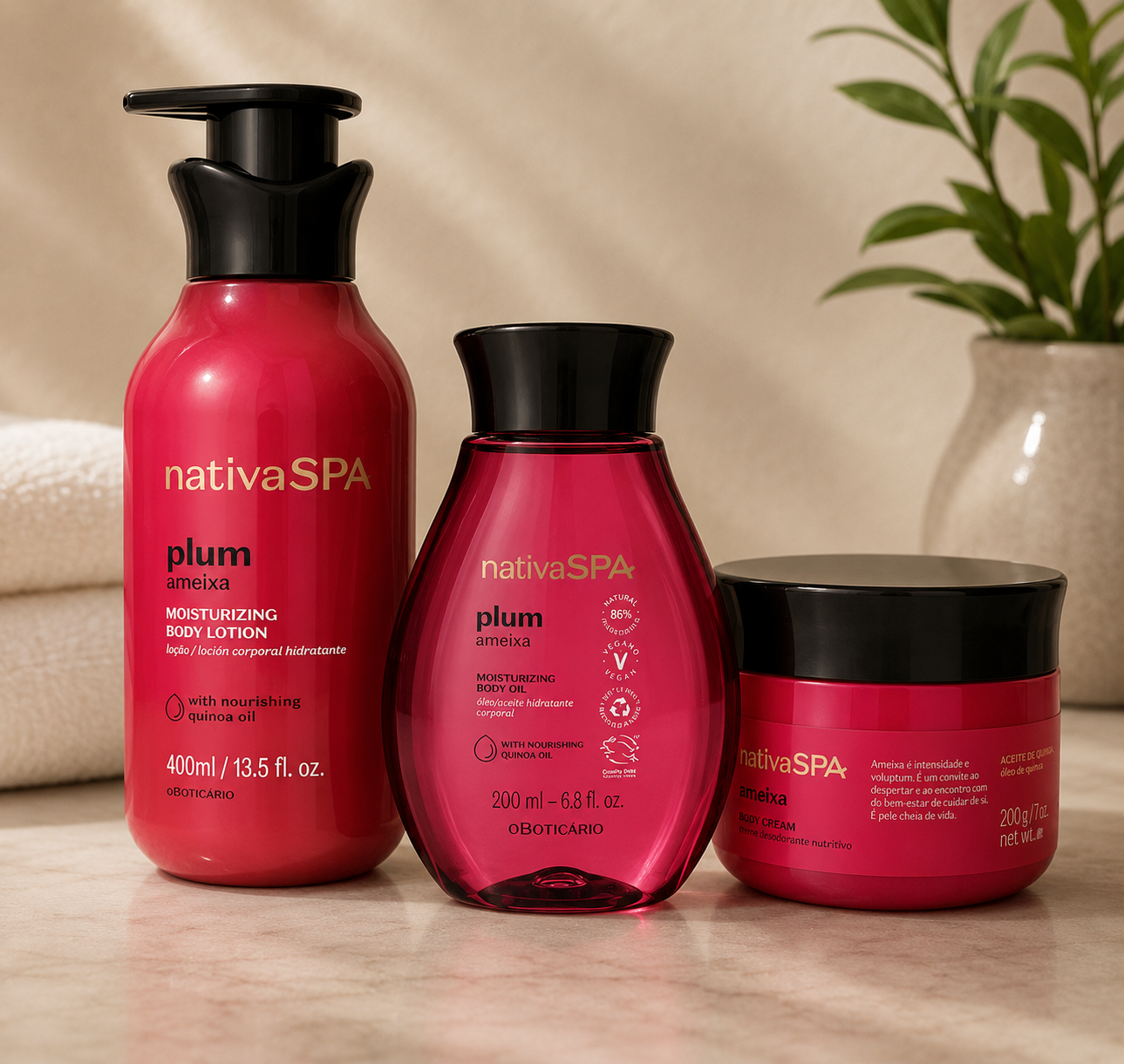 Plum Gift Set - Body oil, moisturiser and body scrub