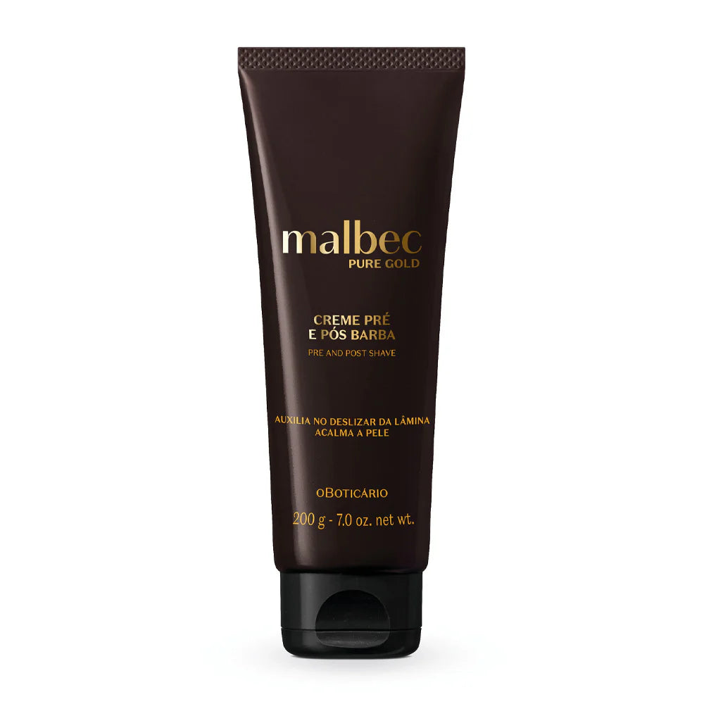 Malbec Pure Gold Pre and Post Shave Cream 200g | O Boticário