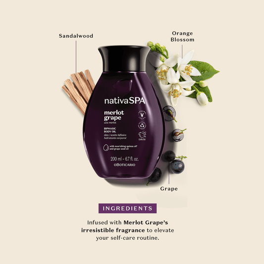NativaSPA Grape Merlot Body Oil 200ml | O Boticário