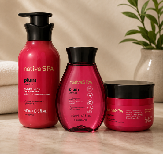 Plum Gift Set - Body oil, moisturiser and body scrub