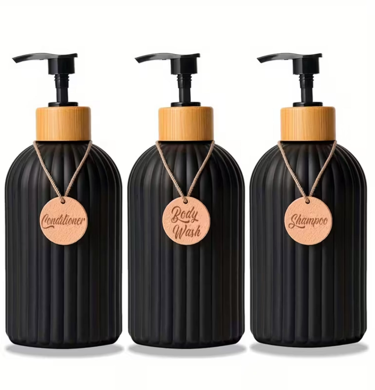Set of 3 Refillable 500ml Soap Dispensers with Labels | Kit