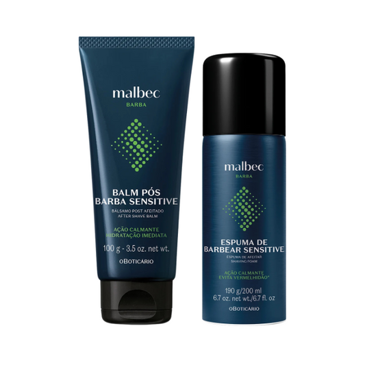 Malbec Sensitive Beard Set - Shaving Foam 200ml + After Shave Balm 100g | O Boticário