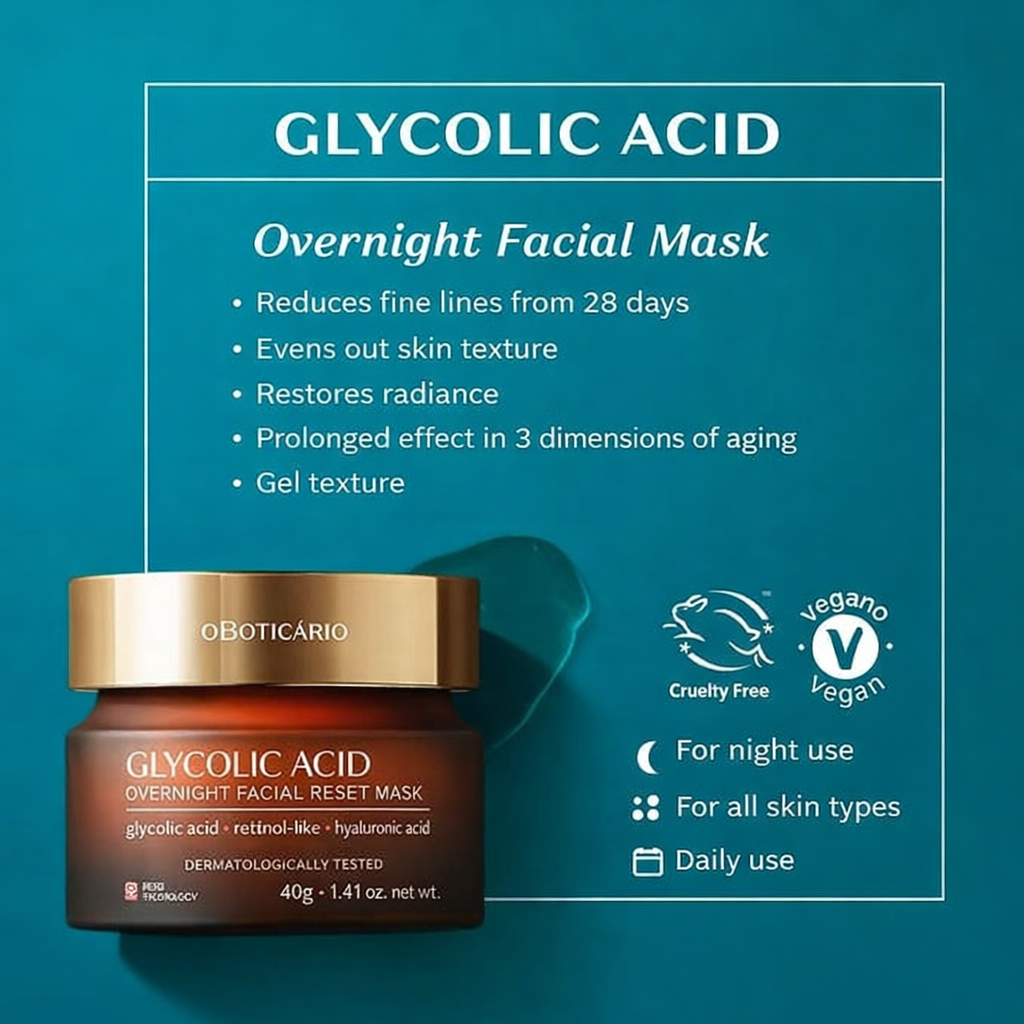 Botik Glycolic Acid Night Reset Facial Mask 40g| O Boticário