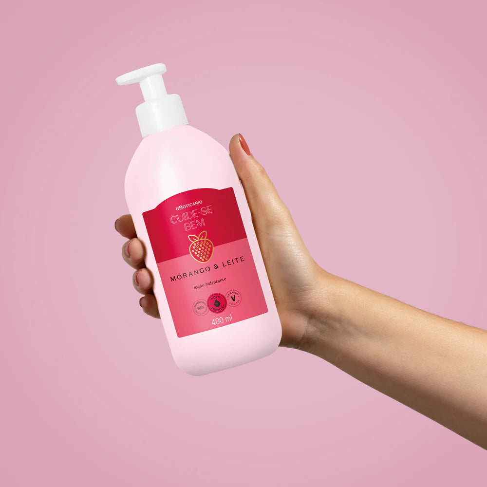 Cuide-se Bem Strawberry & Milk Body Moisturizing Lotion 400ml