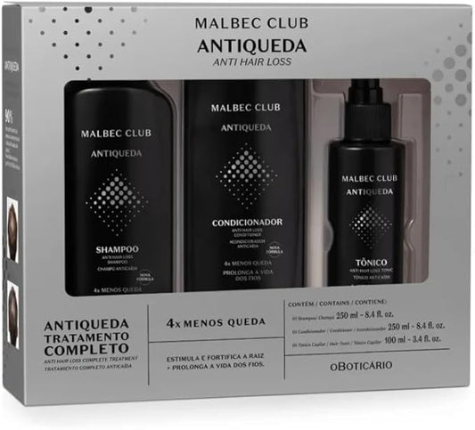Malbec Anti-Hair Loss Kit: Shampoo 250ml + Conditioner 250ml + Tonic 100ml | O Boticário