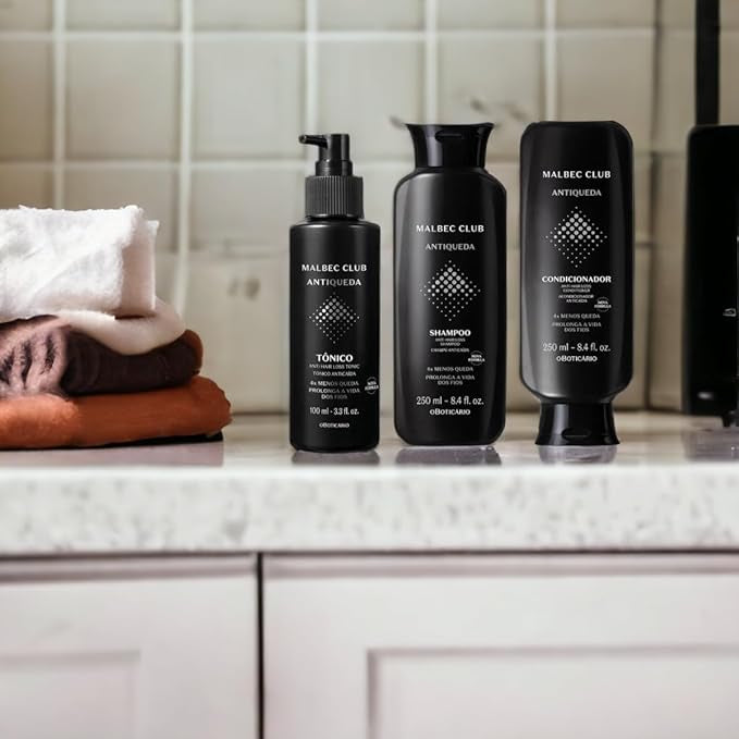 Malbec Anti-Hair Loss Kit: Shampoo 250ml + Conditioner 250ml + Tonic 100ml | O Boticário