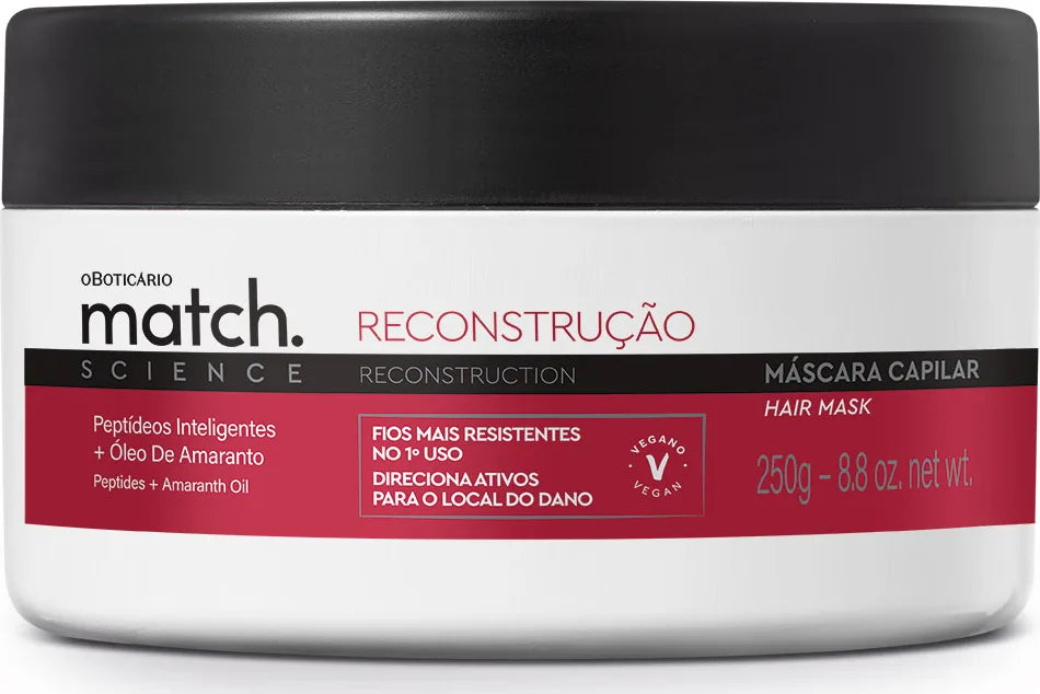 Match Science Reconstruction Mask - 250ml | O Boticario – Essences of ...