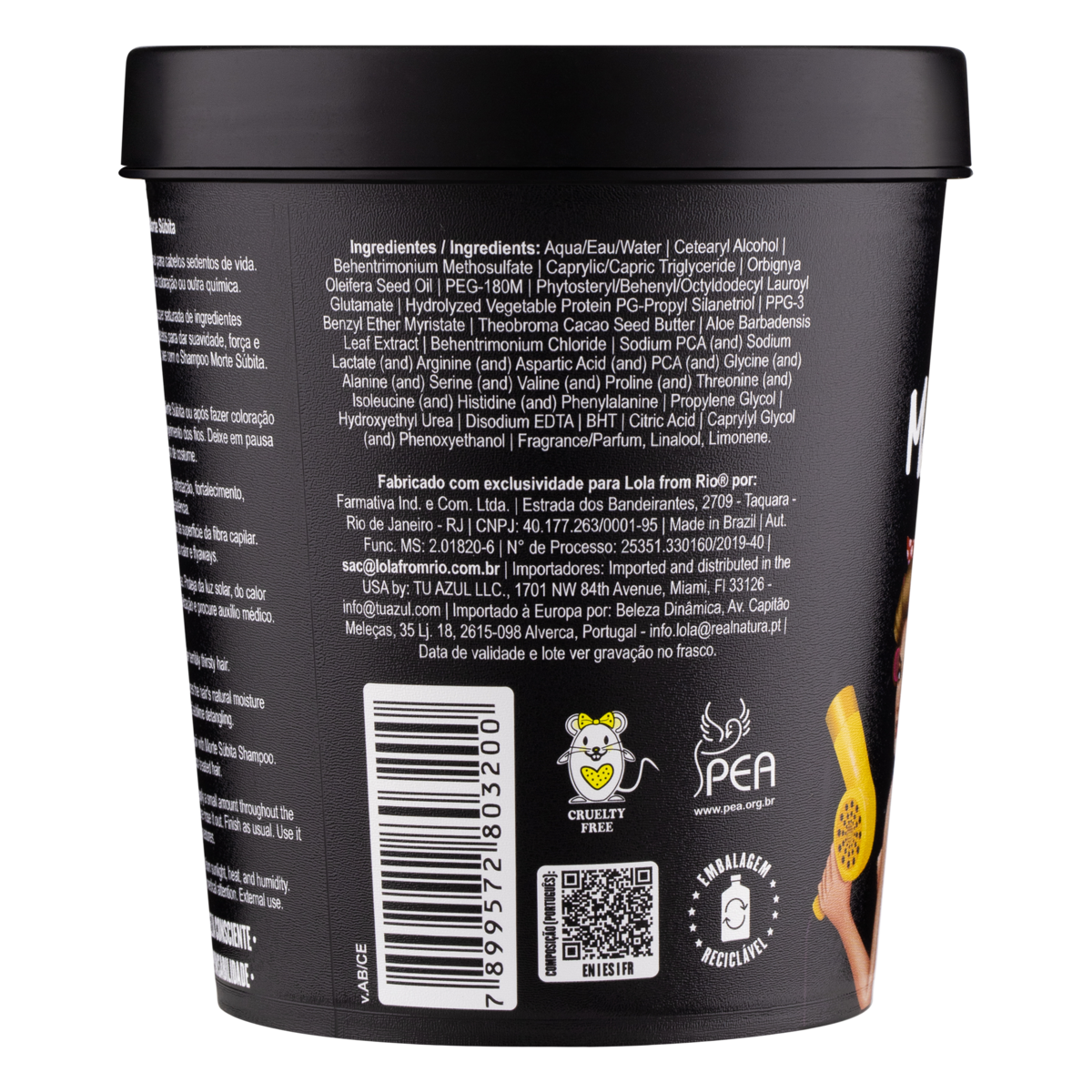 Máscara Capilar Hidratante Intensa Morte Súbita 450g | Lola do Rio