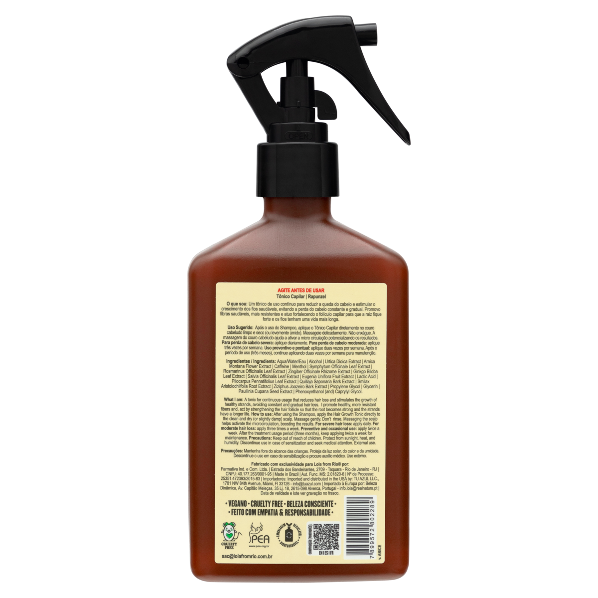 Spray Tônico Capilar Rapunzel para Crescimento - 250ml | Lola from Rio